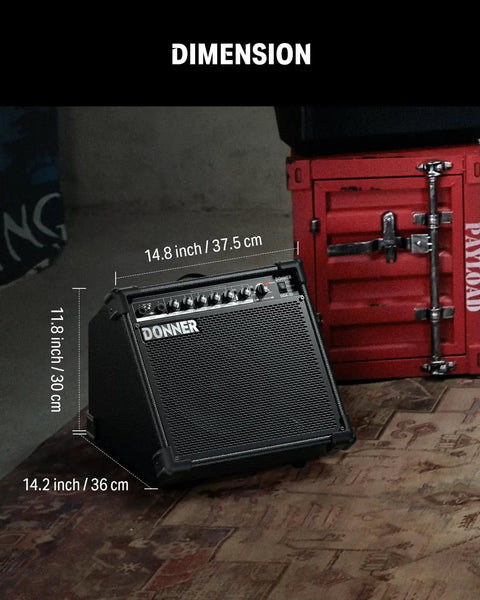 35-Watt Drum Amplifier With Dual 8-Inch Speakers For Jam Sessions 2-Channel Output 3-Band EQ DI Out Wireless Audio Black Finish