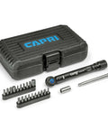 Quarter Inch Drive Mini Torque Wrench Set For Tight Spots From 30 To 140 Inch Pounds with case and accessory bits
