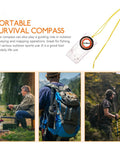 All In One Outdoor Compass With Measuring Scale For Hiking And Camping Navigation displayed with outdoor activity scenes