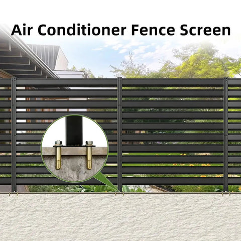 38 Inch Wide By 42 Inch High Air Conditioner Fence Screen Three Panel Outdoor Enclosure For Pool Equipment And Trash Can Privacy Fencing Panels Made From Weather Resistant Metal For Backyards And Patios installed in garden