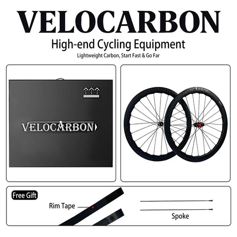 700C Disc Brake Carbon Wheelset For Road Bikes Tubeless Ready Clincher 50mm Deep V Shaped Rim with free rim tape and spoke