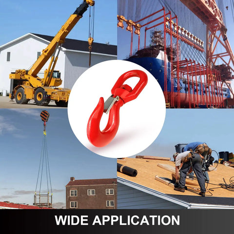 7 Ton Swivel Lifting Hook With Safety Latch Beefy Heavy Duty Rigging Hook Self Locking 360 Degree Rotation G80 Grade Eye Sling Hook For Crane Lifting 15432 Lbs Load Limit High Load Capacity And Durable Alloy Steel Construction, red swivel hook for crane rigging