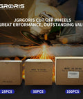 4-1/2 Inch Cut Off Wheels Kit, 100 Pack For Angle Grinders, Metal And Stainless Steel Cutting Discs with packaging boxes.