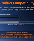 Product compatibility chart for Rear Window Lift Support Gas Shock Strut 18 Inch 160N Direct Replacement.