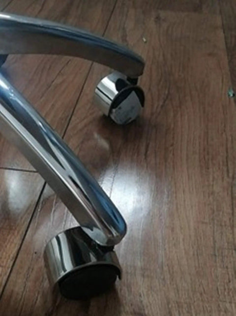 Close-up of Heavy Duty Replacement Office Chair Casters Set Of 5 Swivel Wheels With 2 Inch Diameter And 10X16MM Stem on wood floor.