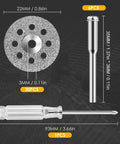 Dope 30 Piece Diamond Cutting Wheel Kit for Rotary Tools With 6 Mandrels and Screwdriver, showing disc size and components