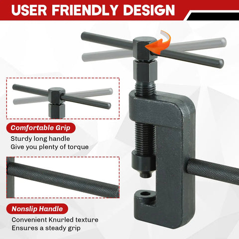 13 Piece Chain Breaker Kit For Motorcycles - Heavy Duty Chain Rivet Cutter, link cutter tool with long sturdy handle.