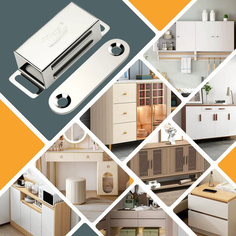 Heavy Duty Cabinet Magnets 12 Pack Magnetic Door Catch Stainless Steel for Kitchen Cabinets and Cupboards with Strong Closures Drawer Magnet Durable 304 Stainless Steel for Wet Environments