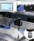 No Fuss Electric Tapping Machine Featuring A Flexible Swivel Arm And Stepless Speed Control For M4 To M24 Threads With Nine Ansi Collets, ready for steel and aluminum fabrication.