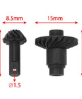 12-24T Helical Differential Gear Set for TRX4M Traxxas 1/18 RC Crawlers, dimensions labeled for upgrade use