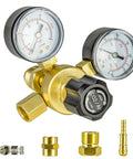 Zistel CO2/Argon regulator with two gauges and CGA580 inlet; brass body for MIG/TIG welding