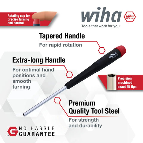 7 Piece Metric Nut Driver Set With Extra Long Handles, Chrome Plated Pro Grade, Precision Machined Tips, Wiha Branding