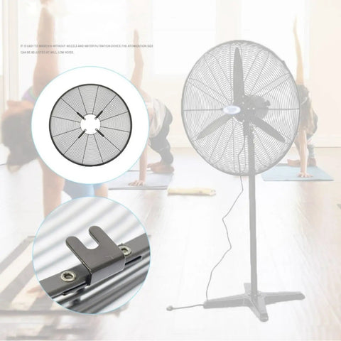 Heavy Duty Industrial Floor Fan With Oscillating Head And Three Speed Settings, 650mm fan with robust blade design for effective airflow.