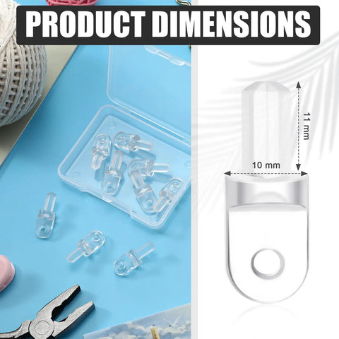 Hella Durable 6-Pack Horizontal Blind Wand Replacement Parts, Solid Wand Tips And Hardware For Broken Tilt Control Rods, Quick-Fix Repair Kit To Get Your Blinds Gliding Smooth Like Nothin Else, shown with dimensions and clear tips.