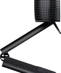 Hella Crisp 1080P HD Webcam side view showing the black housing and adjustable clamp for secure placement.