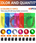 Dope 60 Pack 12V Prewired LED Lights With Holders No Soldering Needed 6 Colors X 10 Pieces Each Low Power Micro LEDs displayed