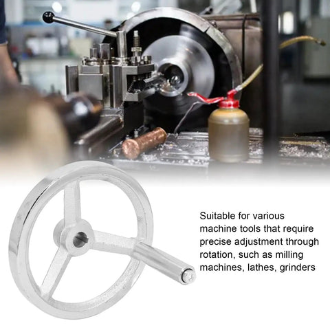 Lathe Handwheel 160mm Rotary Chrome Plated Cast Iron Round Wheel With Removable Handle 16mm Bore for machine setup