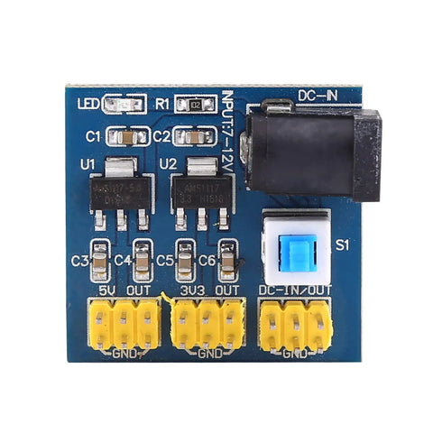 DC DC Buck Converter Module Step Down Power Supply 12V To 3.3V 5V And 12V Outputs, PCB Mount, top view showing connectors and components.