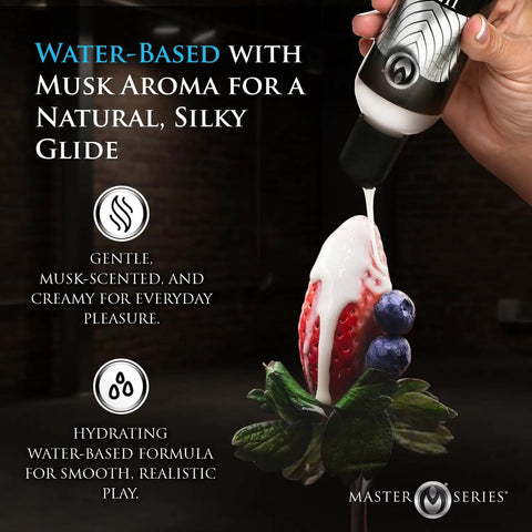 Rich Creamy White Water Based Body Glide With Musk Inspired Scent For External Use Massage Lubricant, Thick Slick Texture