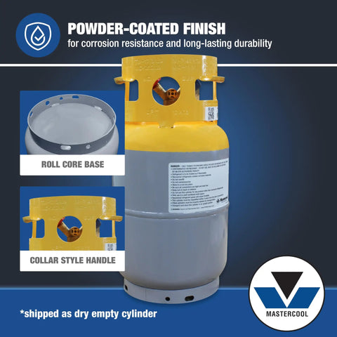 Pro Grade 30 Lb Refrigerant Recovery Cylinder Built From Durable HP295 Steel Featuring Bold Yellow And Gray Powder Finish For Zero Hassle Ac Service And Hella Secure Storage
