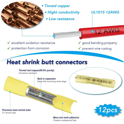 Heavy Duty 12AWG Waterproof Inline ATO ATC Blade Fuse Holder With Secure Cover For Cars Trucks And Boats Comes Loaded With Heat Shrink Butt Connectors
