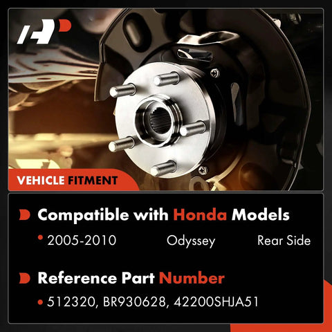 Pro Grade Rear Wheel Bearing And Hub Assembly Fits Honda Odyssey 2005 To 2010 Zero Hassle Direct Swap With Five Lug Pattern And Four Hole Flange Pre Applied Grease For Bulletproof Reliability