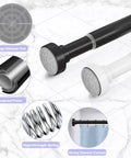 Heavy Duty Adjustable Tension Shower Curtain Rod 18 to 49 Inches No Drill No Slip Easy Install Matte Black Finish Details