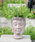 Chill Buddha Head Planter With Stone Look Finish Face Planter Garden Statue For Home Or Porch Decor Ideal For Succulents