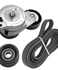 Must-Have Accessory Drive Serpentine Belt Tensioner And Idler Pulley Kit For Honda Odyssey Pilot Ridgeline Crosstour To Fix Squeaky Noises And Replace Stretched Belts With Heavy Duty Rust Resistant Internal Spring Assembly For 2011 Models. serpentine belt tensioner, idler pulley, and drive belt set