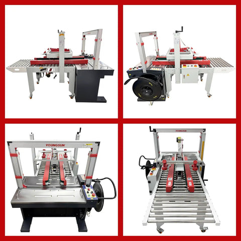 Images of Automatic Carton Sealer And Strapping Machine For Shipping Boxes Dual Function Carton Tape Sealer side and top views