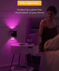 LED Night Light Plug In Wall Color Changing RGB With Dusk To Dawn Sensor Cozy Vintage Black Frame, illuminating a bedroom.