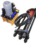 70 Ton 110V Electric Hydraulic Pump For Excavator Undercarriage Track Pin And Bushing Extraction With Heavy Duty Chain Pressing Kit showing pump and hydraulic parts.