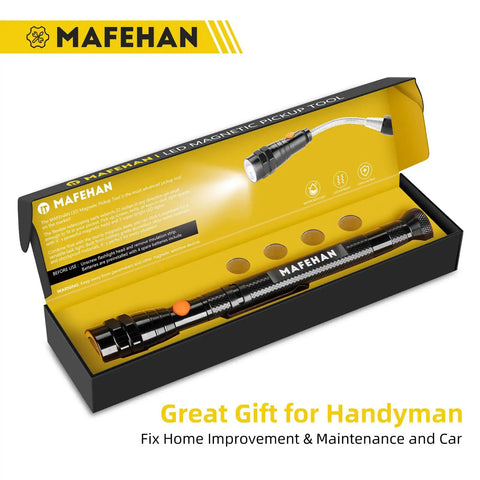 Magnetic Pickup Tool With LED Light And Flexible Neck, Telescoping Retrieval Tool Extends Up To 30 Inches For Screws Bolts Nuts In Tight Spaces, Perfect Gift For Men Dad Husband