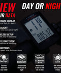 Oversized Backlit Bike Computer With Wireless Speed Tracking Auto Start Stop FlexTight Mount Night Mode And All Day Readouts