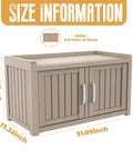 Waterproof UV Resistant Shoe Cabinet Storage Bench Indoor Outdoor With Adjustable Shelves Double Door Grey for up to eight pairs