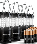 Bright LED Camping Lantern For Power Outages And Hurricane Prep, Collapsible Portable Survival Light with batteries, black