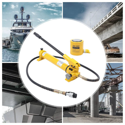 Badass 30 Ton Hydraulic Jack Kit With Rock Solid Industrial Ram And Smooth Hand Pump For Heavy Duty Bridge And Shipyard Lifting Projects Featuring Super Thin Cylinder Design