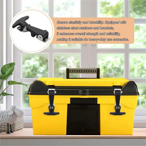 Rugged Heavy Duty Rubber Hood Catch Kit With Stainless Steel Bracket And Flexible T Handle Latch Rubber Drawer Locking Clamp for toolboxes with yellow lid
