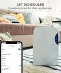 Smart Plug That Works With Alexa And Google Assistant For Easy Home Automation shown controlling a dehumidifier and app screen