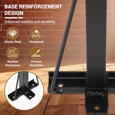 Upgraded Utility Trailer Tool Rack With Eight Tool Holes showcasing reinforced steel base and rust-resistant finish.