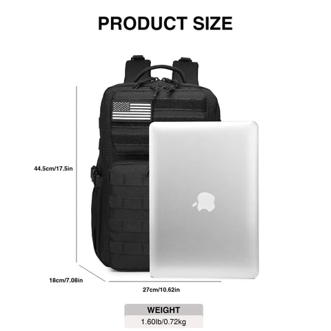 Rugged Military Tactical Backpack For Men Waterproof Daypack 25L 30L 35L 45L Molle Assault Bag with laptop, size shown