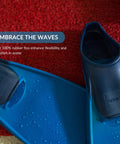 Floating Long-Blade Swim Fins For Training, Adult And Kids Flippers For Pool And Snorkeling, Navy Blue, Size M 13-14 And W 14-15
