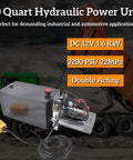 10 Quart Double Acting Hydraulic Pump Power Unit For Dump Trailers And Heavy Machinery, 12V DC Electric Hydraulic Pump With Metal Reservoir