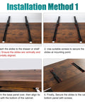 Installation steps for Heavy Duty Undermount Drawer Slide Bottom Mount Shelf Rail Kit on a wooden surface.
