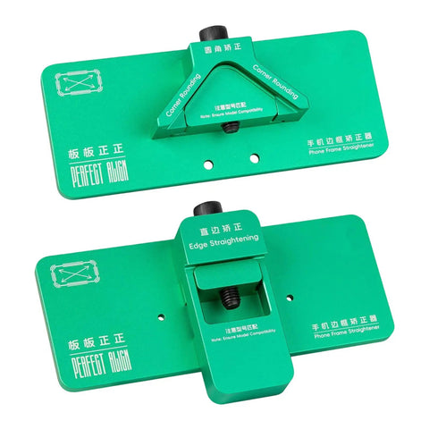 Pro Grade High Precision Aluminum Frame Straightener Tool For Mobile Phone Repair shown in two parts for alignment.