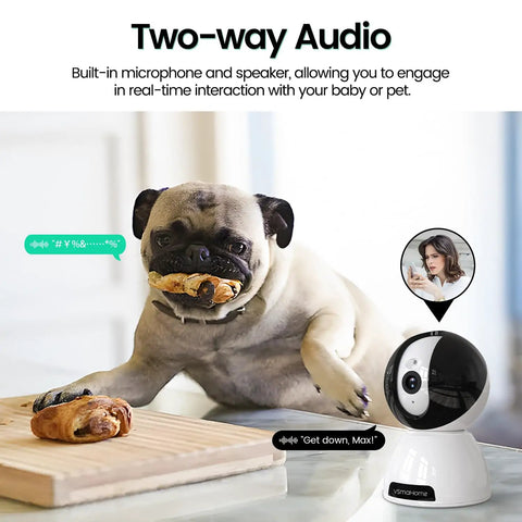 2K HD Indoor PTZ Wi Fi Security Camera With Color Night Vision Motion Detection And Sound Detection Remote Access And Alerts