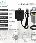 Chrome Long Button Air Switch Kit for Garbage Disposal and Dishwasher with full brass button and black outlet, 125V rating details