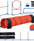 Dog Agility Training Kit 5-Piece Set With Adjustable Hurdles, Weave Poles, Extended Tunnel, Jump Ring, Pause Box