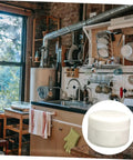 DIY Ceramic Tile Repair Kit Adhesive for Cracks and Chips Quick Drying Paste in jar, displayed in a modern kitchen setting.