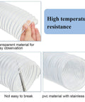Heavy Duty Dust Collection Hose 2.5 Inch By 10 Ft Flexible Clear PVC Fume Hose With Stainless Steel Wire Coil And Clamp, puncture resistant